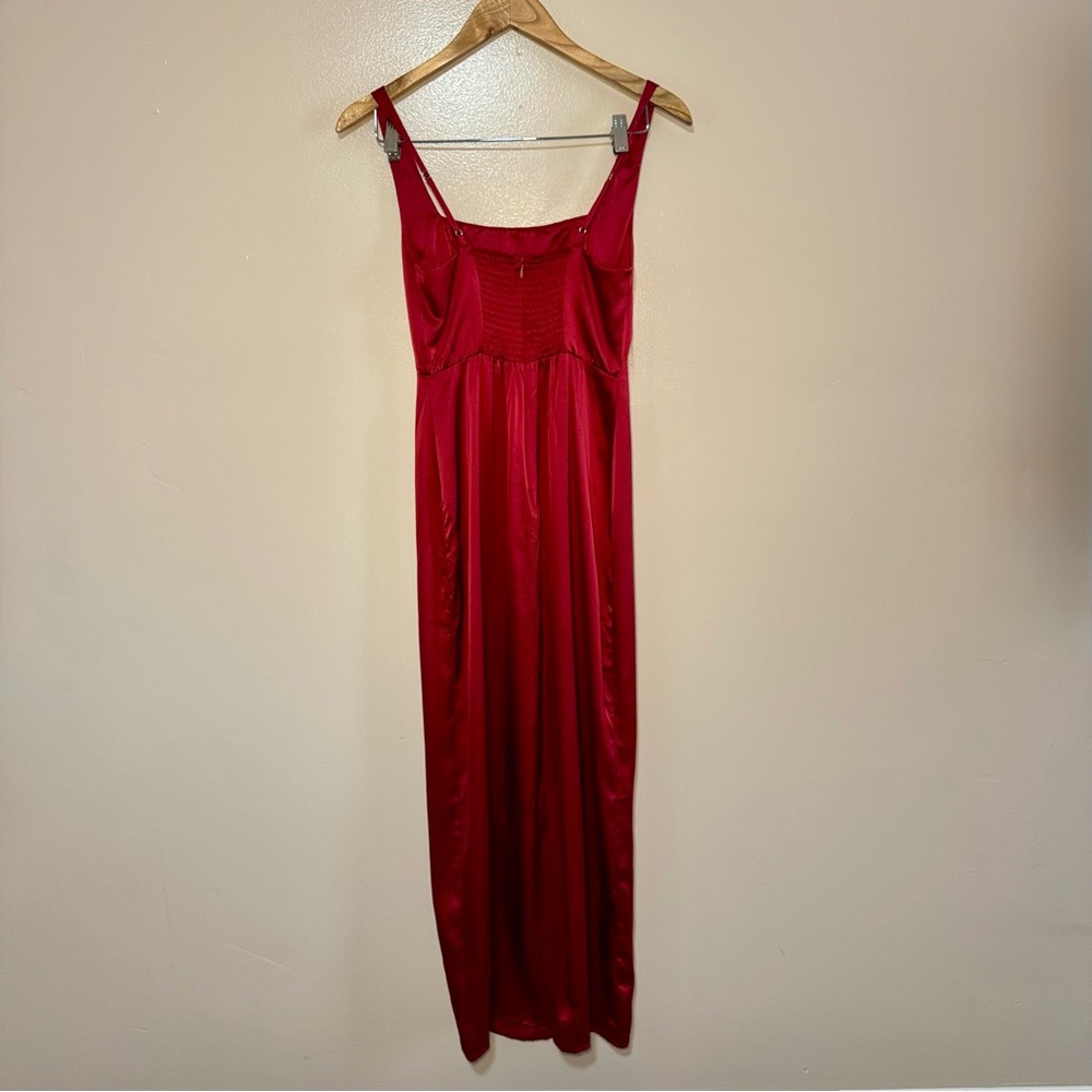 Reformation Solay Red Silk Midi Dress Size 2 - Picture 8 of 12